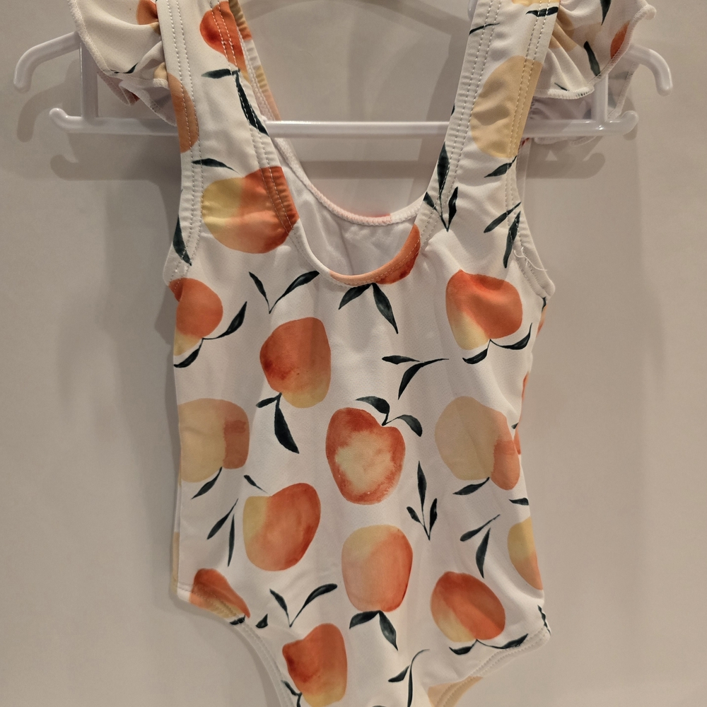 Peach Print Ruffle Swimsuit - Picture 2 of 3